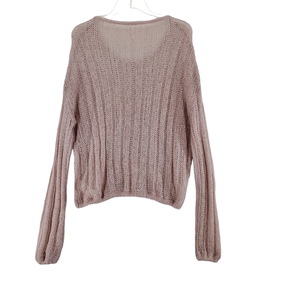 Free People Knit Sweater Top XS Angel Soft Frappucino Latte Mauve Drop Shoulder - Picture 4 of 12